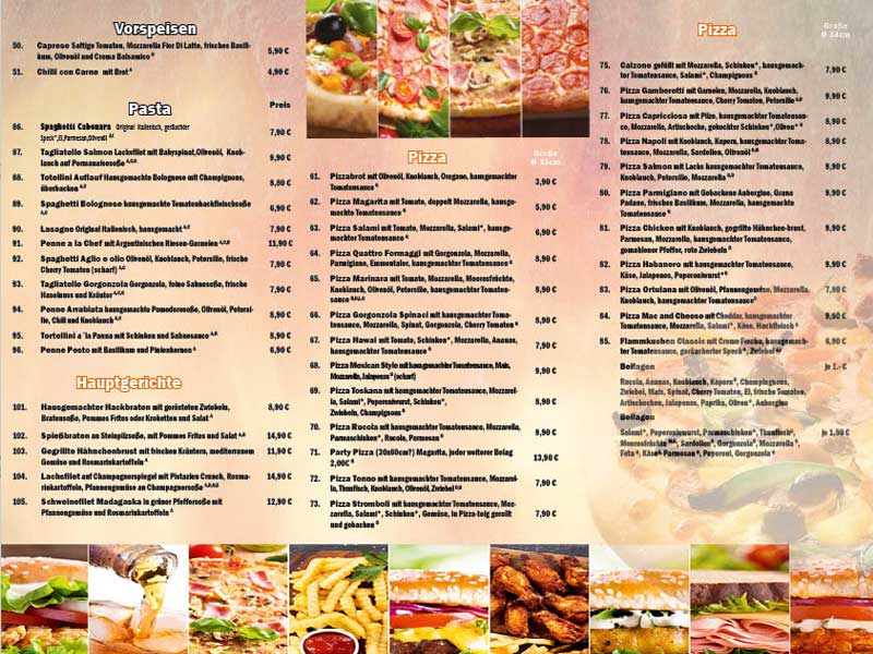 Pizza Flyer, Flyer Lieferservice
