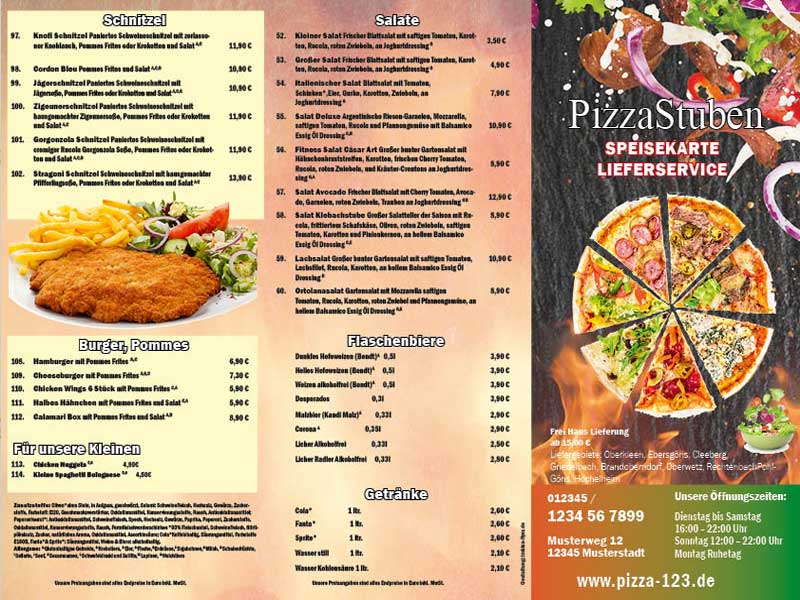 Pizza Flyer, Flyer Lieferservice
