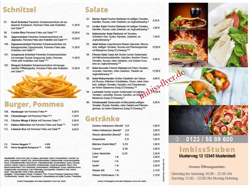 Pizza Flyer, Flyer Lieferservice